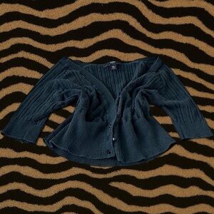 Mossimo Cropped Black Cable Knit Cardigan – Size XL